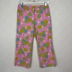 Vintage Lilly Pulitzer Y2K Cropped Crop Pants Pink Beach Sand Dollar Size 4